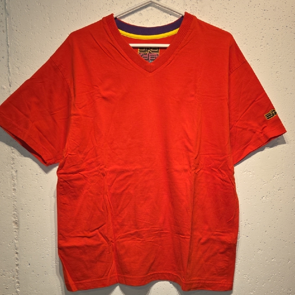 100% Cotton Blood Orange Men's V-Neck Shirt (XL)